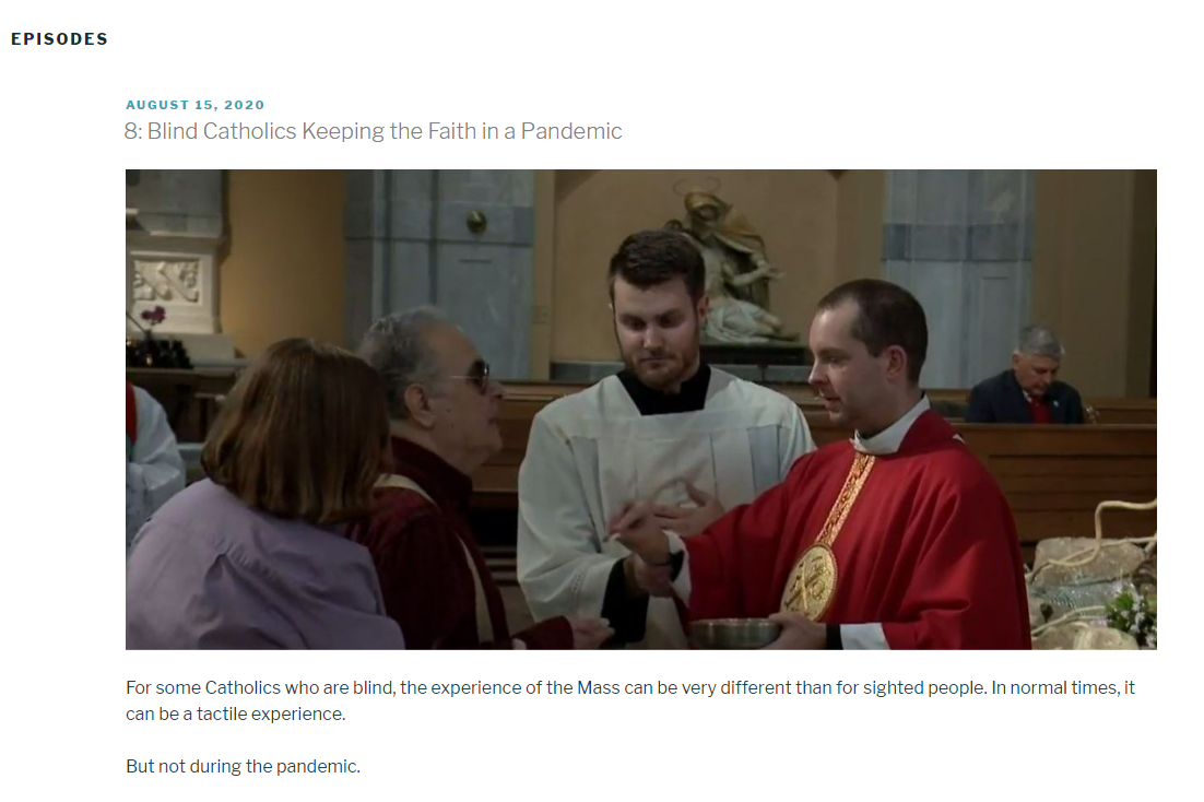 Screenshot of the blog showing Father Jamie with the Eucharist