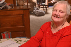 Shirley pictured in her home