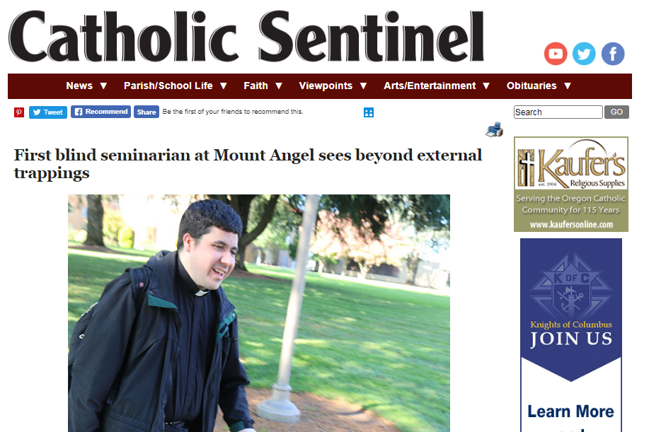 Tony pictured walking with his guide dog at the seminary