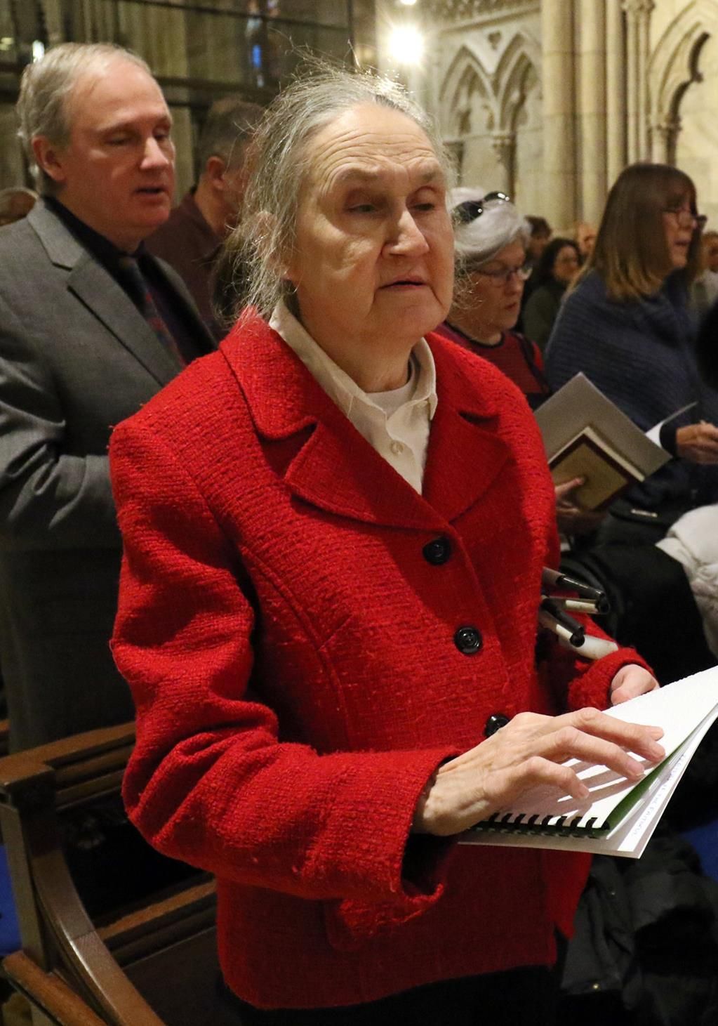 Sharlene reading prayers at our St. Lucy Mass a few years ago