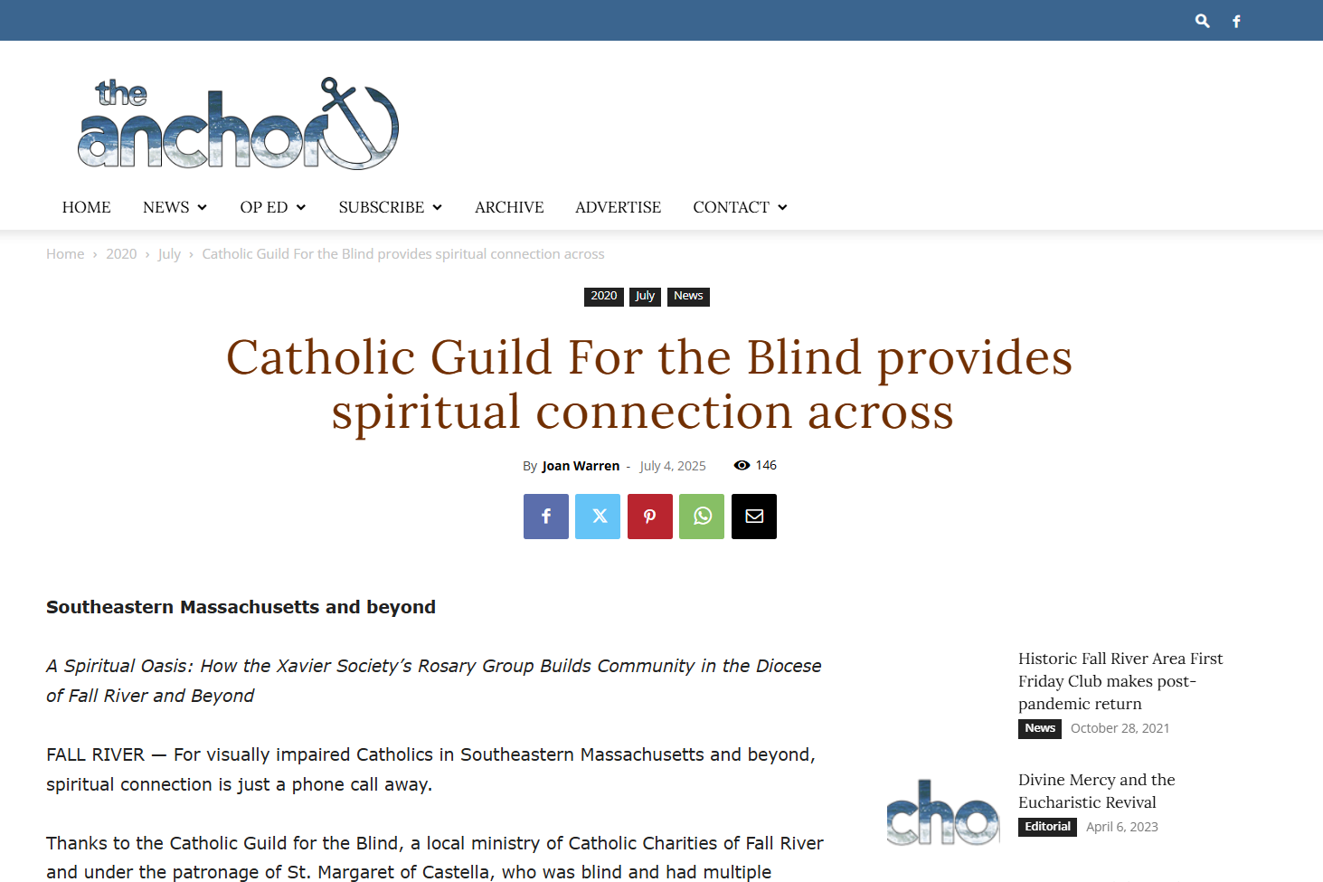 Screenshot of the article